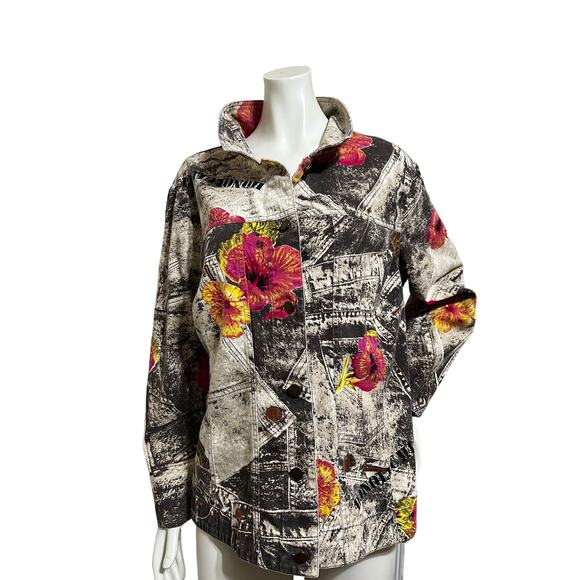 Stonebridge Signature Rhinestone Graphic Floral Button Down Jacket Size X-Large - Picture 5 of 5